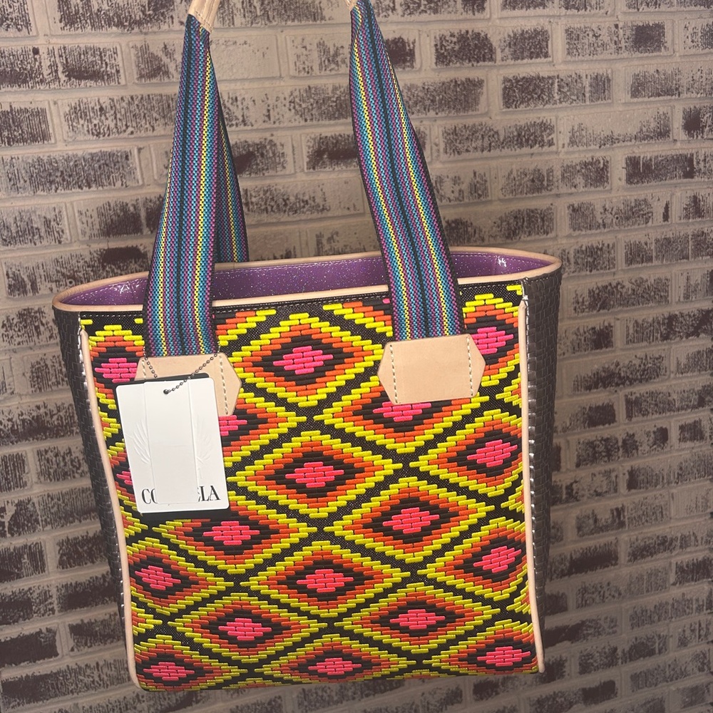 Consuela Aztec and Purple Glitter Tote